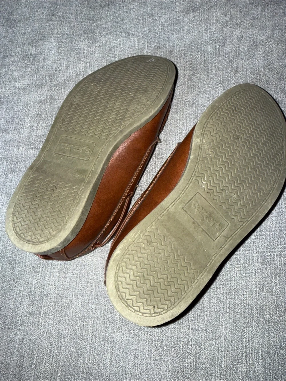 Carter's Brown Leather Slip-On Boat Shoes for Kids